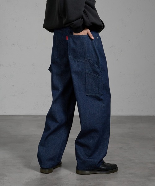 kutir（クティール）の「CURVED PAINTER WIDE DENIM PANTS／カーブペインターワイドデニムパンツ（デニムパンツ・メンズ・グレー/ブラック/カーキ/インディゴブルー・SMALL/MEDIUM/LARGE）」の4枚目の写真