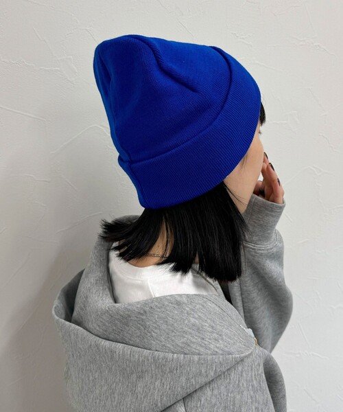 fredy emue（フレディエミュ）の「【OLDDERBY KNITWEAR 】ターンアップビーニーキャップ（ニットキャップ/ビーニー・レディース・チャコールグレー/ロイヤルブルー/ダークネイビー/レッド/ライトグレー・FREE）」の8枚目の写真