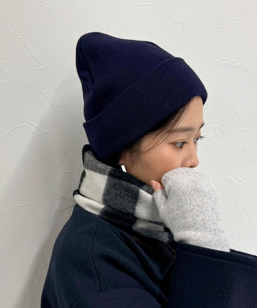 fredy emue（フレディエミュ）の「【OLDDERBY KNITWEAR 】ターンアップビーニーキャップ（ニットキャップ/ビーニー・レディース・チャコールグレー/ロイヤルブルー/ダークネイビー/レッド/ライトグレー・FREE）」の9枚目の写真