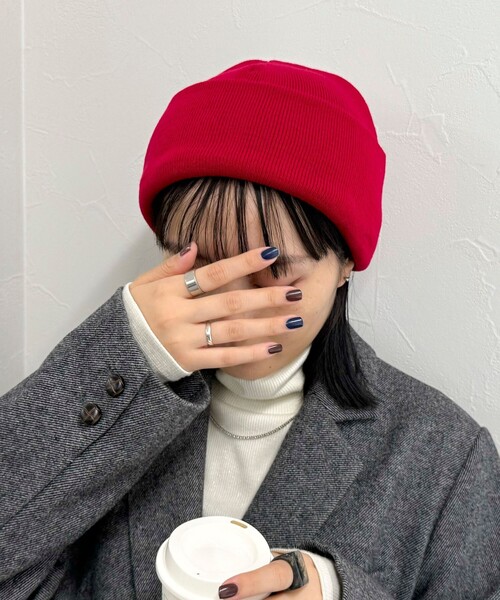 fredy emue（フレディエミュ）の「【OLDDERBY KNITWEAR 】ターンアップビーニーキャップ（ニットキャップ/ビーニー・レディース・チャコールグレー/ロイヤルブルー/ダークネイビー/レッド/ライトグレー・FREE）」の15枚目の写真