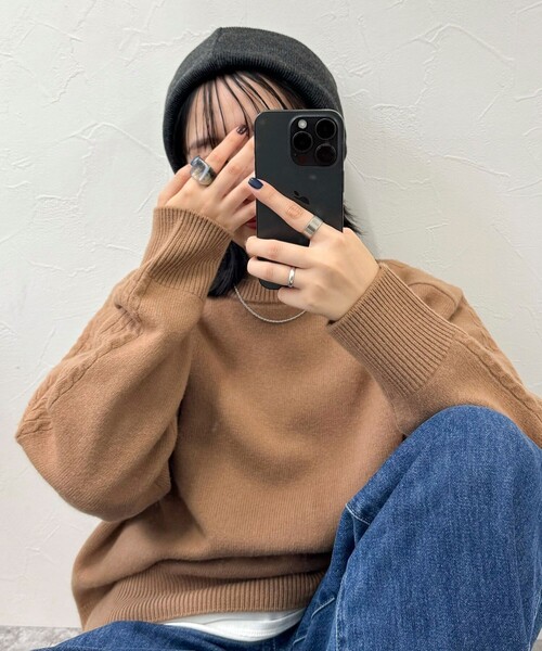 fredy emue（フレディエミュ）の「【OLDDERBY KNITWEAR 】ターンアップビーニーキャップ（ニットキャップ/ビーニー・レディース・チャコールグレー/ロイヤルブルー/ダークネイビー/レッド/ライトグレー・FREE）」の20枚目の写真