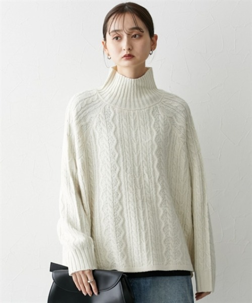 nissen(ニッセン)の「ケーブル網フレアニットチュニック(その他トップス・レディース・アイボリー/ベージュ/ライトグレー・L/M)」の4枚目の写真