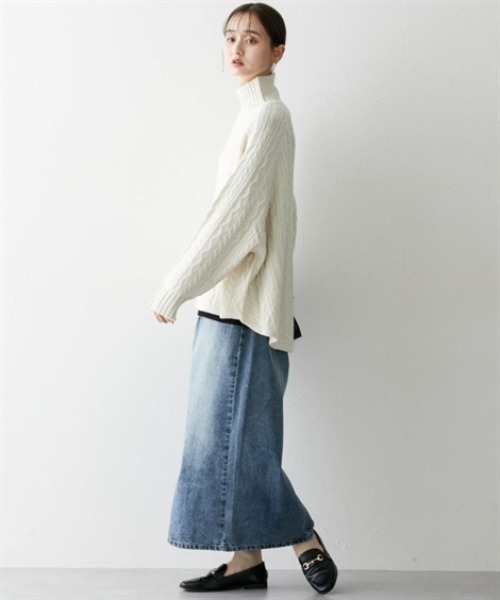 nissen(ニッセン)の「ケーブル網フレアニットチュニック(その他トップス・レディース・アイボリー/ベージュ/ライトグレー・L/M)」の5枚目の写真