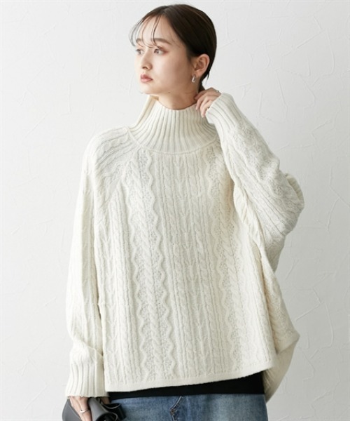 nissen(ニッセン)の「ケーブル網フレアニットチュニック(その他トップス・レディース・アイボリー/ベージュ/ライトグレー・L/M)」の6枚目の写真