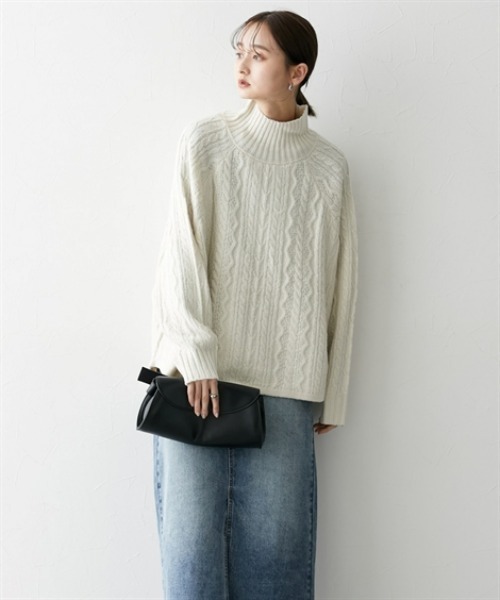 nissen(ニッセン)の「ケーブル網フレアニットチュニック(その他トップス・レディース・アイボリー/ベージュ/ライトグレー・L/M)」の8枚目の写真