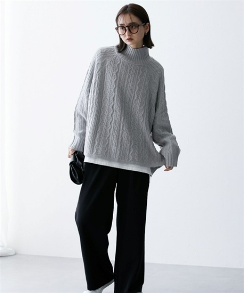 nissen(ニッセン)の「ケーブル網フレアニットチュニック(その他トップス・レディース・アイボリー/ベージュ/ライトグレー・L/M)」の11枚目の写真