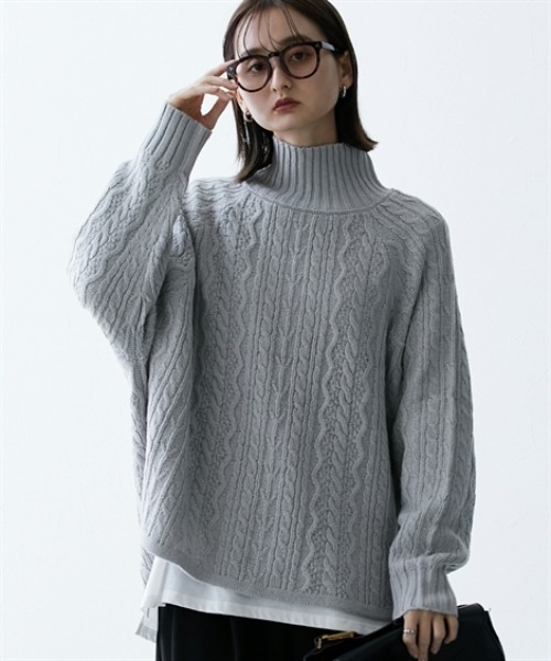 nissen(ニッセン)の「ケーブル網フレアニットチュニック(その他トップス・レディース・アイボリー/ベージュ/ライトグレー・L/M)」の13枚目の写真