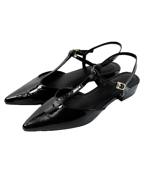 UR'S（ユアーズ）の「ポインテッドトゥメリージェーンミュール（パンプス・レディース・スミクロ/ブラック系その他/アイボリー・S/M/L/LL）」の5枚目の写真