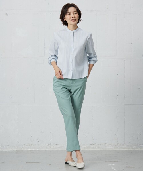 J.PRESS(ジェイプレス)の「【洗える】BEZ VEGA バンドカラー ブラウス(シャツ/ブラウス・レディース・サックスブルー系1/イエロー系1/ピンク系1・T15/T13)」の11枚目の写真