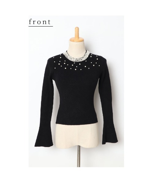 Sawa a la mode(サワアラモード)の「パールネックリブニットトップス(ニット/セーター・レディース・ブラック/オフホワイト・FREE)」の21枚目の写真