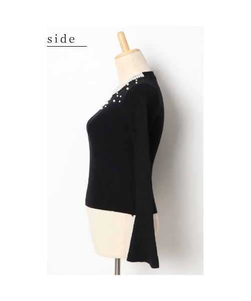 Sawa a la mode(サワアラモード)の「パールネックリブニットトップス(ニット/セーター・レディース・ブラック/オフホワイト・FREE)」の22枚目の写真