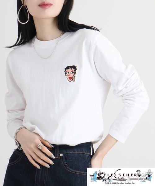 BETTY BOOP（ベティ・ブープ）の「Betty Boop（TM）長袖Tシャツ（Tシャツ/カットソー・メンズ・ネイビー/オートミール/ホワイト/レッド/ライトカーキ/ブラック・L/LL/M）」の21枚目の写真