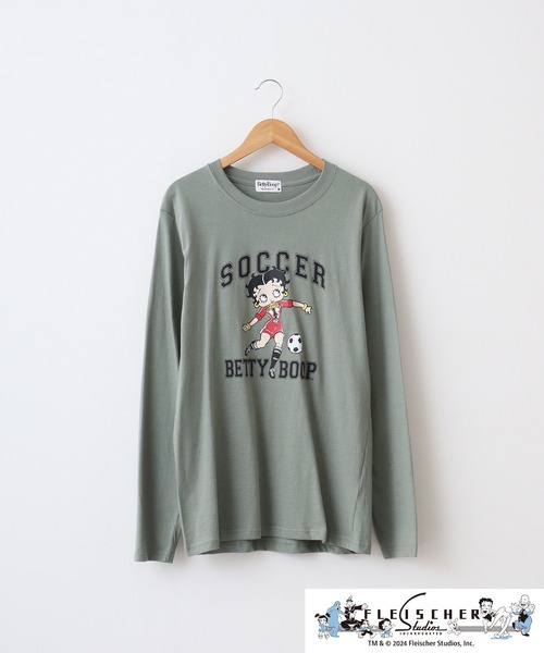 BETTY BOOP（ベティ・ブープ）の「Betty Boop（TM）長袖Tシャツ（Tシャツ/カットソー・メンズ・ネイビー/オートミール/ホワイト/レッド/ライトカーキ/ブラック・L/LL/M）」の16枚目の写真