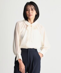 THE SHOP TK | 【ONOFF活躍/セレモニー/通勤】タイ付きラメジョーゼットシャツ/洗える(シャツ/ブラウス)