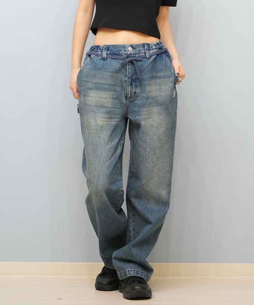 ELEMENT(エレメント)の「ELEMENT/エレメント ワイドデニムパンツ ユニセックス BF023-707(デニムパンツ・レディース・スミクロ/ダークインディゴブルー/インディゴブルー/ライトブルー・FREE)」の4枚目の写真