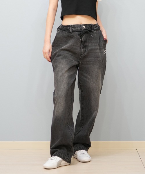 ELEMENT(エレメント)の「ELEMENT/エレメント ワイドデニムパンツ ユニセックス BF023-707(デニムパンツ・レディース・スミクロ/ダークインディゴブルー/インディゴブルー/ライトブルー・FREE)」の5枚目の写真