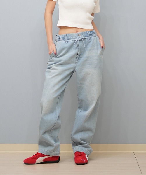 ELEMENT(エレメント)の「ELEMENT/エレメント ワイドデニムパンツ ユニセックス BF023-707(デニムパンツ・レディース・スミクロ/ダークインディゴブルー/インディゴブルー/ライトブルー・FREE)」の11枚目の写真