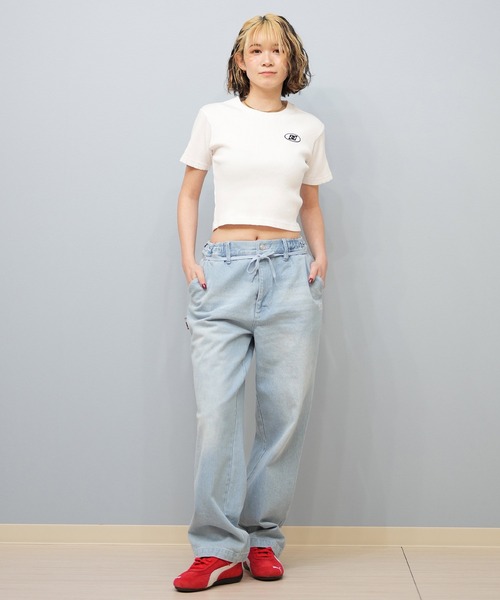 ELEMENT(エレメント)の「ELEMENT/エレメント ワイドデニムパンツ ユニセックス BF023-707(デニムパンツ・レディース・スミクロ/ダークインディゴブルー/インディゴブルー/ライトブルー・FREE)」の14枚目の写真