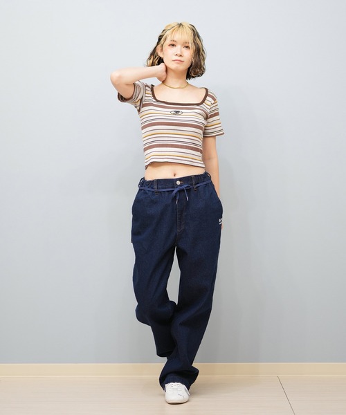 ELEMENT(エレメント)の「ELEMENT/エレメント ワイドデニムパンツ ユニセックス BF023-707(デニムパンツ・レディース・スミクロ/ダークインディゴブルー/インディゴブルー/ライトブルー・FREE)」の19枚目の写真