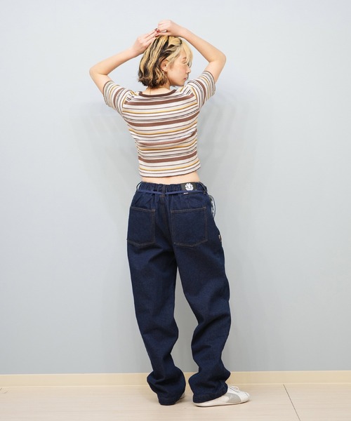 ELEMENT(エレメント)の「ELEMENT/エレメント ワイドデニムパンツ ユニセックス BF023-707(デニムパンツ・レディース・スミクロ/ダークインディゴブルー/インディゴブルー/ライトブルー・FREE)」の20枚目の写真