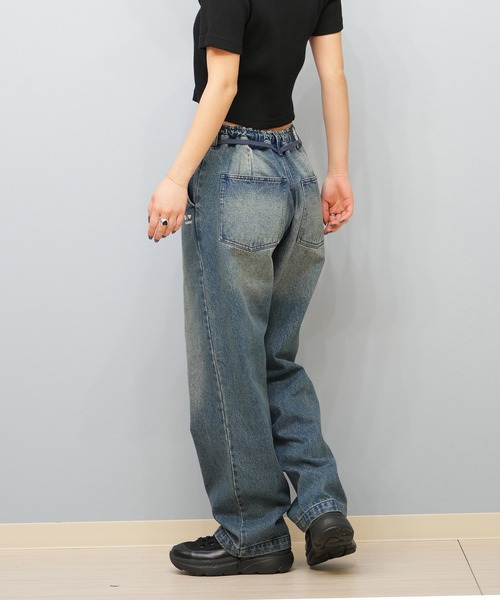 ELEMENT(エレメント)の「ELEMENT/エレメント ワイドデニムパンツ ユニセックス BF023-707(デニムパンツ・レディース・スミクロ/ダークインディゴブルー/インディゴブルー/ライトブルー・FREE)」の22枚目の写真