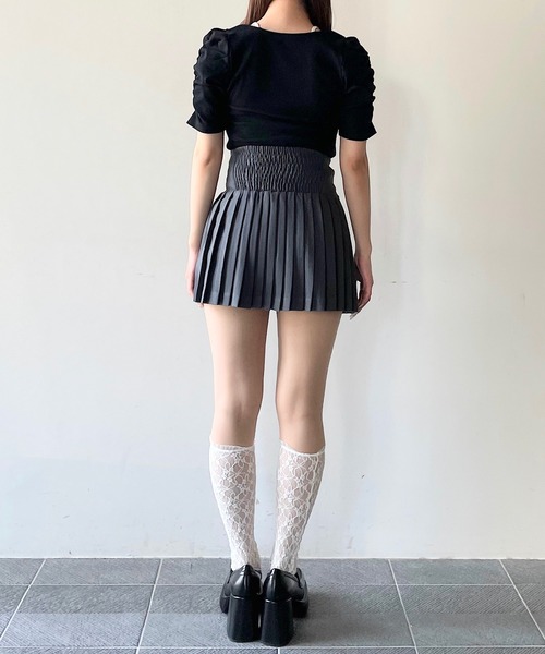NOMAE(ノーマエ)の「ロー切替ミニプリーツスカパン(スカート・レディース・グレー/アイボリー/ブラック・FREE)」の17枚目の写真