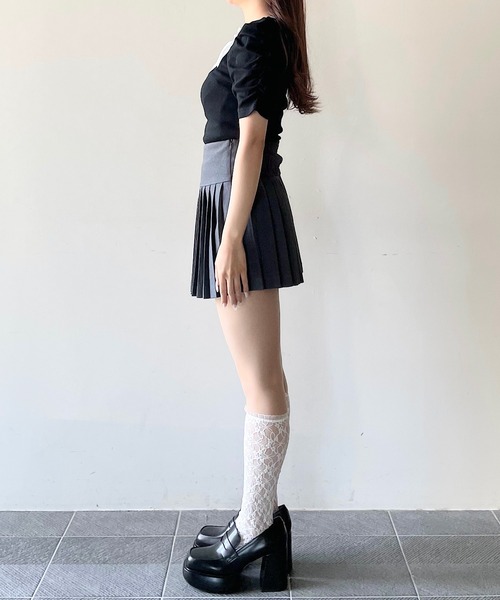 NOMAE(ノーマエ)の「ロー切替ミニプリーツスカパン(スカート・レディース・グレー/アイボリー/ブラック・FREE)」の18枚目の写真