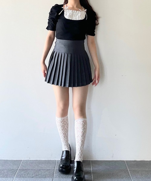 NOMAE(ノーマエ)の「ロー切替ミニプリーツスカパン(スカート・レディース・グレー/アイボリー/ブラック・FREE)」の21枚目の写真