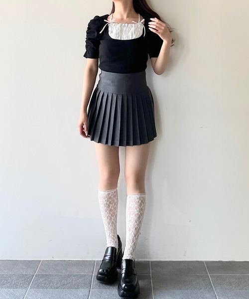 NOMAE(ノーマエ)の「ロー切替ミニプリーツスカパン(スカート・レディース・グレー/アイボリー/ブラック・FREE)」の20枚目の写真