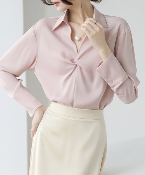 Lace Ladies(レースレディース)の「スキッパーネック フロント ツイスト 長袖 シャツ(シャツ/ブラウス・レディース・ミント/ピンク/ブラック/アイボリー・XL/M/S)」の17枚目の写真