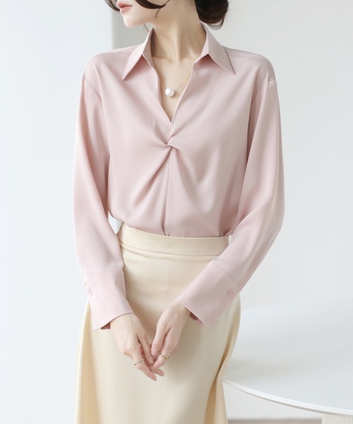 Lace Ladies(レースレディース)の「スキッパーネック フロント ツイスト 長袖 シャツ(シャツ/ブラウス・レディース・ミント/ピンク/ブラック/アイボリー・XL/M/S)」の18枚目の写真