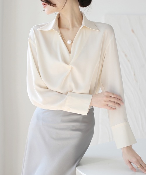 Lace Ladies(レースレディース)の「スキッパーネック フロント ツイスト 長袖 シャツ(シャツ/ブラウス・レディース・ミント/ピンク/ブラック/アイボリー・XL/M/S)」の19枚目の写真