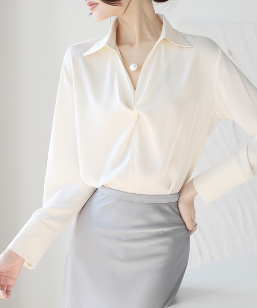Lace Ladies(レースレディース)の「スキッパーネック フロント ツイスト 長袖 シャツ(シャツ/ブラウス・レディース・ミント/ピンク/ブラック/アイボリー・XL/M/S)」の20枚目の写真