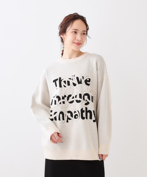 セール】お花×ロゴ ゆるシルエットニット（ニット/セーター）｜Cutie