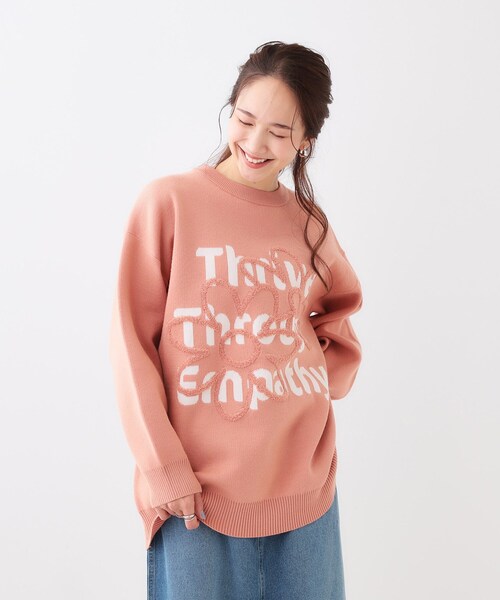 Cutie Blonde（キューティーブロンド）の「お花×ロゴ ゆるシルエットニット（ニット/セーター・レディース・オレンジ系/ネイビー/アイボリー・00）」の8枚目の写真