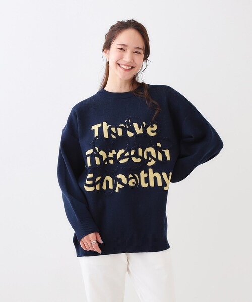 Cutie Blonde（キューティーブロンド）の「お花×ロゴ ゆるシルエットニット（ニット/セーター・レディース・オレンジ系/ネイビー/アイボリー・00）」の12枚目の写真