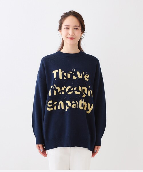 Cutie Blonde（キューティーブロンド）の「お花×ロゴ ゆるシルエットニット（ニット/セーター・レディース・オレンジ系/ネイビー/アイボリー・00）」の16枚目の写真