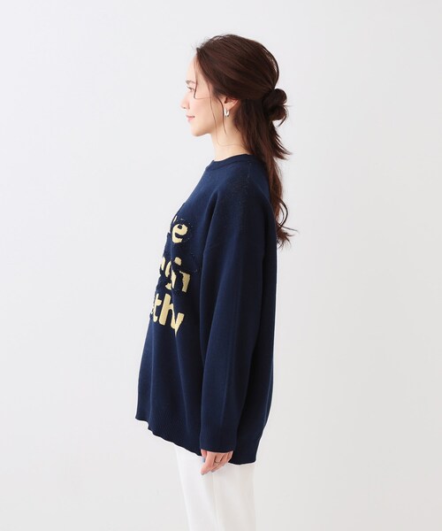 Cutie Blonde（キューティーブロンド）の「お花×ロゴ ゆるシルエットニット（ニット/セーター・レディース・オレンジ系/ネイビー/アイボリー・00）」の17枚目の写真