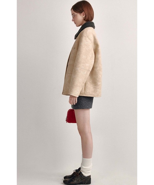 セール】コントラストボアカラー ムートンジャケット FD24W447【Fano