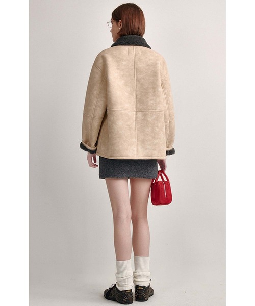 セール】コントラストボアカラー ムートンジャケット FD24W447【Fano