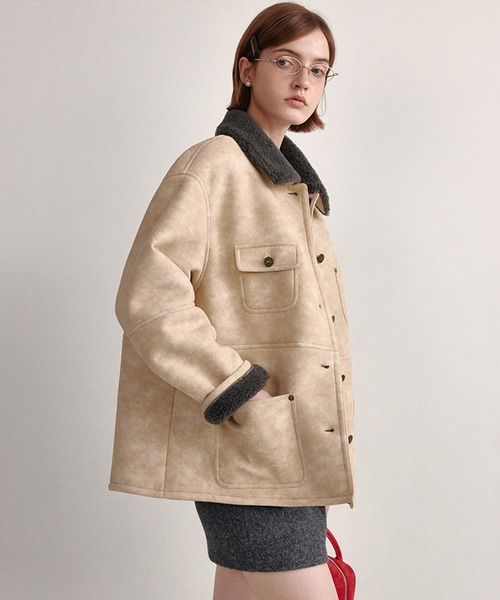 コントラストボアカラー ムートンジャケット FD24W447【Fano Studios