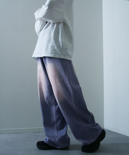 NILWAY（ニルウェイ）の「ケミカル ヴィンテージ メイク スラブバギー グランジ デニムパンツ（デニムパンツ・メンズ・ブラウン/ピンク/ブルー系/ブラック系/オリーブ系/オリーブ・X-LARGE/MEDIUM/SMALL/LARGE）」の6枚目の写真