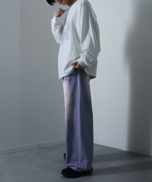 NILWAY（ニルウェイ）の「ケミカル ヴィンテージ メイク スラブバギー グランジ デニムパンツ（デニムパンツ・メンズ・ブラウン/ピンク/ブルー系/ブラック系/オリーブ系/オリーブ・X-LARGE/MEDIUM/SMALL/LARGE）」の7枚目の写真