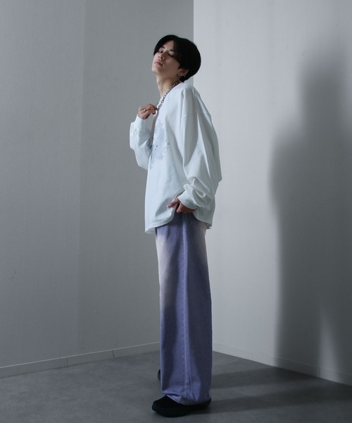 NILWAY（ニルウェイ）の「ケミカル ヴィンテージ メイク スラブバギー グランジ デニムパンツ（デニムパンツ・メンズ・ブラウン/ピンク/ブルー系/ブラック系/オリーブ系/オリーブ・X-LARGE/MEDIUM/SMALL/LARGE）」の8枚目の写真