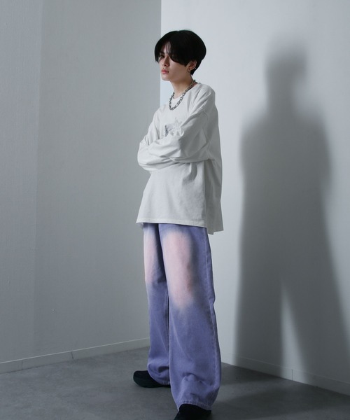 NILWAY（ニルウェイ）の「ケミカル ヴィンテージ メイク スラブバギー グランジ デニムパンツ（デニムパンツ・メンズ・ブラウン/ピンク/ブルー系/ブラック系/オリーブ系/オリーブ・X-LARGE/MEDIUM/SMALL/LARGE）」の9枚目の写真