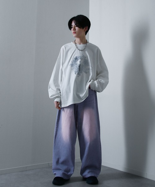 NILWAY（ニルウェイ）の「ケミカル ヴィンテージ メイク スラブバギー グランジ デニムパンツ（デニムパンツ・メンズ・ブラウン/ピンク/ブルー系/ブラック系/オリーブ系/オリーブ・X-LARGE/MEDIUM/SMALL/LARGE）」の10枚目の写真