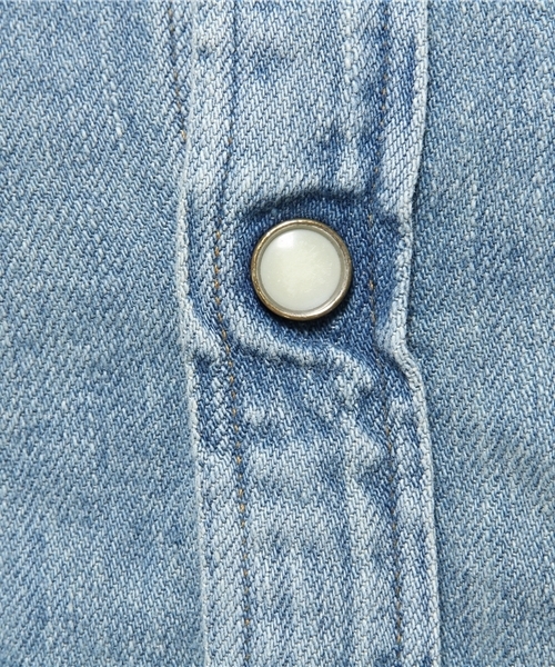 HYSTERIC GLAMOUR（ヒステリックグラマー）の「JUPITER刺繍USED加工 デニム長袖ウエスタンSH（シャツ/ブラウス・レディース・インディゴブルー・MEDIUM/SMALL）」の7枚目の写真