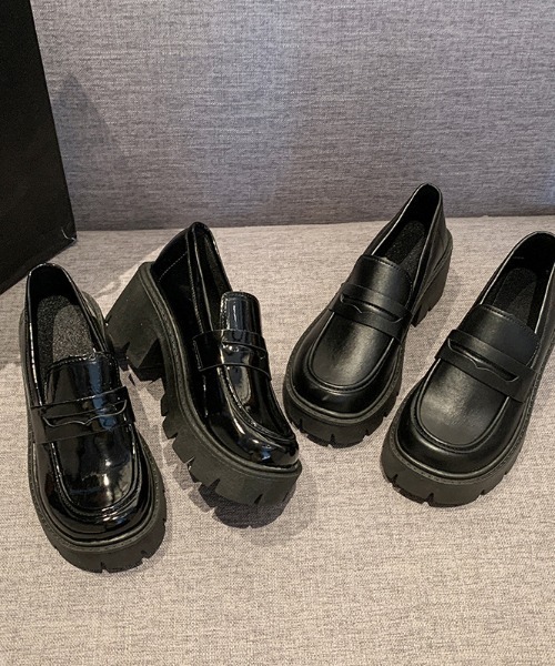 Teem Store(チームストア)の「トラックソールプラットフォーム厚底シンプルローファー 身長盛れ(ローファー・レディース・ブラック/ブラック系その他・L/M/S)」の7枚目の写真