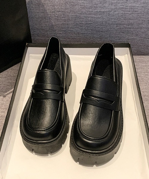 Teem Store(チームストア)の「トラックソールプラットフォーム厚底シンプルローファー 身長盛れ(ローファー・レディース・ブラック/ブラック系その他・L/M/S)」の12枚目の写真