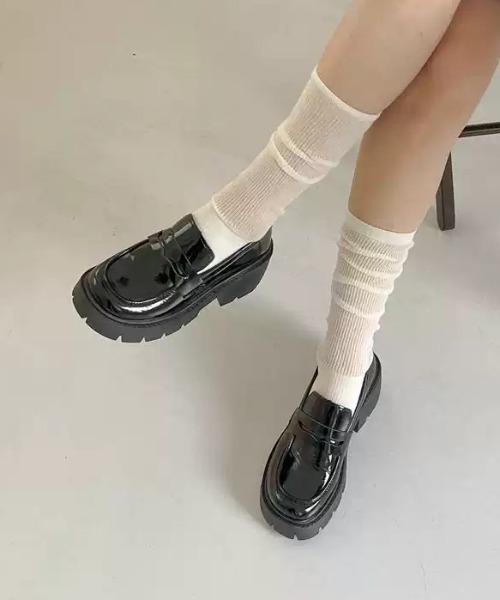 Teem Store(チームストア)の「トラックソールプラットフォーム厚底シンプルローファー 身長盛れ(ローファー・レディース・ブラック/ブラック系その他・L/M/S)」の19枚目の写真
